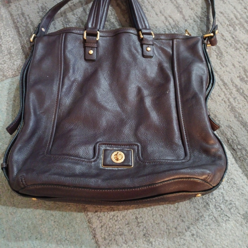 Marc Jacobs Brown Leather Shoulder Bag with Gold Hardware